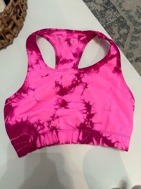 Pink Tie-Dye Racerback Sports Bra
